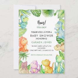Dinosaur Baby shower Invitation Kaart