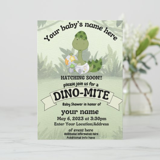 Dinosaur Baby shower Invitation Kaart (Staand voorkant)
