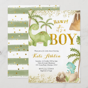 Dinosaur Baby shower Invitation Kaart
