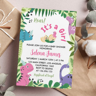 Dinosaur Baby shower Invitation Kaart