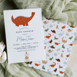 Dinosaur Baby shower Invitation Kaart