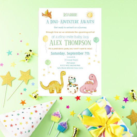 Dinosaur Baby shower Invitation Kaart