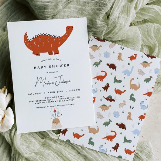 Dinosaur Baby shower Invitation Kaart