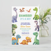 Dinosaur Baby shower Invitation Kaart (Staand voorkant)