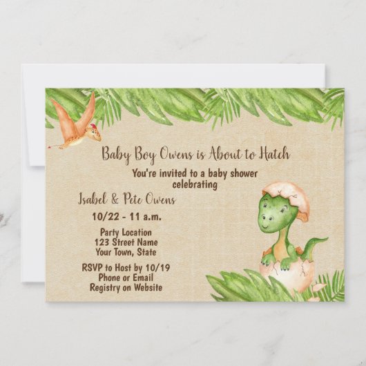 Dinosaur Baby shower Invitation Kaart (Voorkant)