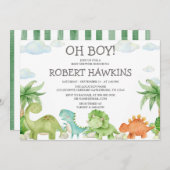 Dinosaur Baby shower Invitation Kaart (Voorkant / Achterkant)