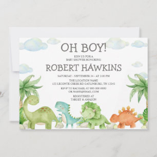 Dinosaur Baby shower Invitation Kaart
