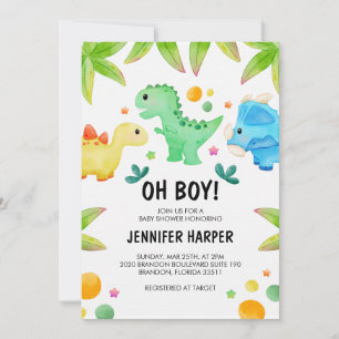 Dinosaur Baby shower Invitation Sjabloon, EDITABLE Kaart