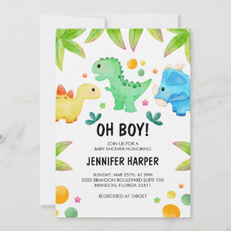 Dinosaur Baby shower Invitation Sjabloon, EDITABLE Kaart