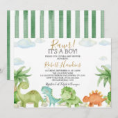 Dinosaur Baby shower Invitation Suite Kaart (Voorkant / Achterkant)