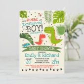 Dinosaur Baby shower Invitation T-Rex Baby shower Kaart (Staand voorkant)