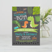 Dinosaur Baby shower Invitation T-Rex Baby shower Kaart (Staand voorkant)