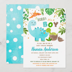 Dinosaur Baby Shower Invitations Baby Boy Dino Kaart