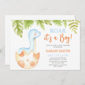 Dinosaur Baby shower Kaart (Voorkant / Achterkant)