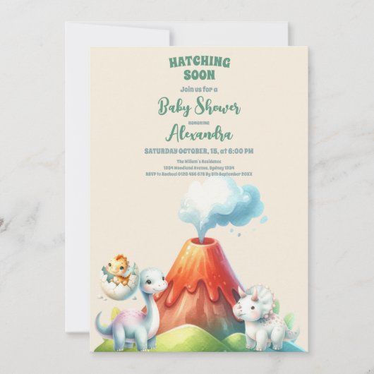 Dinosaur Baby shower Kaart (Voorkant)