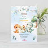 Dinosaur Baby shower Kaart (Staand voorkant)