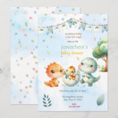 Dinosaur Baby shower Kaart (Voorkant / Achterkant)