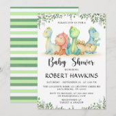 Dinosaur Baby shower Kaart (Voorkant / Achterkant)