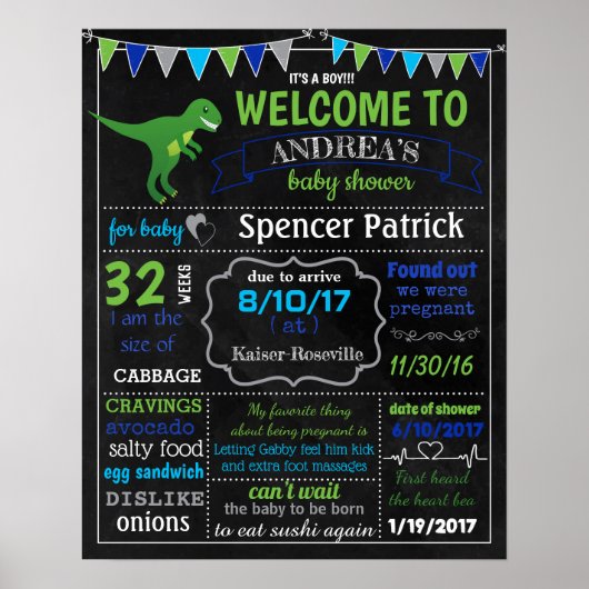Dinosaur Baby shower-kartonnen poster (Voorkant)