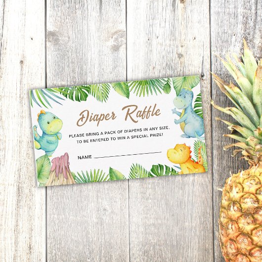 Dinosaur Baby shower Luier Raffle Insert Kaart
