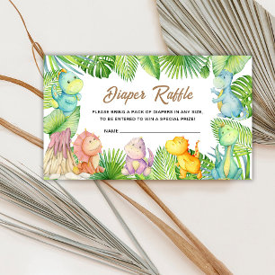 Dinosaur Baby shower Luier Raffle Insert Kaart