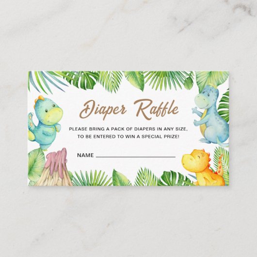 Dinosaur Baby shower Luier Raffle Insert Kaart (Voorkant)