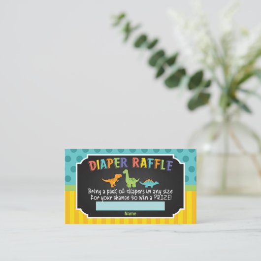 Dinosaur Baby shower Luier Raffle Kaart (Staand voorkant)