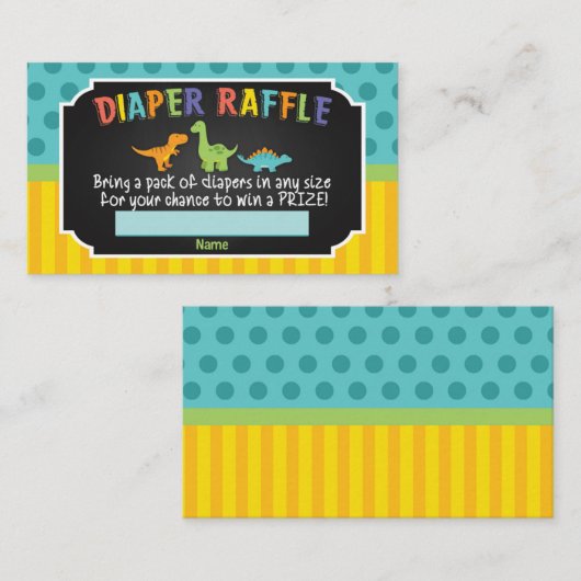 Dinosaur Baby shower Luier Raffle Kaart (Voorkant / Achterkant)