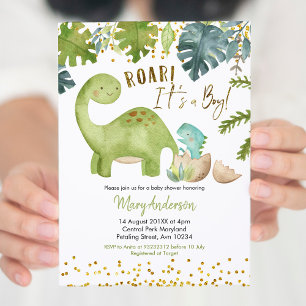 Dinosaur Baby shower Nodig Roar uit Kaart
