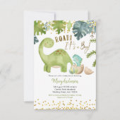 Dinosaur Baby shower Nodig Roar uit Kaart (Voorkant)