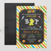 Dinosaur baby shower nodigt BOY uit Kaart (Voorkant / Achterkant)