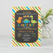 Dinosaur baby shower nodigt BOY uit Kaart (Staand voorkant)