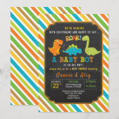 Dinosaur baby shower nodigt BOY uit Kaart (Voorkant / Achterkant)