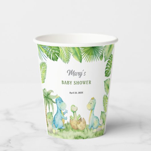 Dinosaur Baby shower Papieren Bekers (Achterkant)