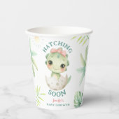 Dinosaur Baby Shower Pink Girl  Papieren Bekers (Voorkant)