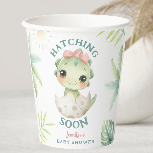 Dinosaur Baby Shower Pink Girl  Papieren Bekers