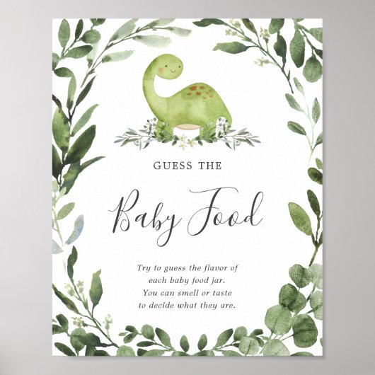 Dinosaur Baby shower raadt het Baby bord Poster (Voorkant)