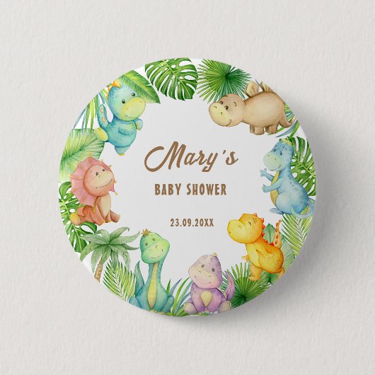Dinosaur Baby shower Ronde Button 5,7 Cm (Voorkant)