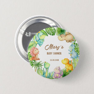 Dinosaur Baby shower Ronde Button 5,7 Cm