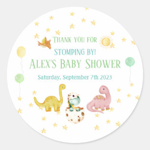 Dinosaur Baby shower Ronde Sticker