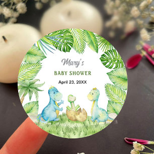 Dinosaur Baby shower Ronde Sticker