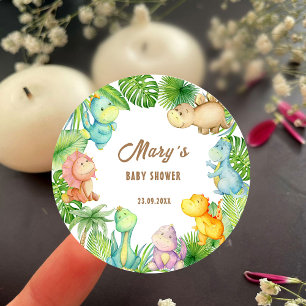 Dinosaur Baby shower Ronde Sticker