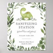 Dinosaur Baby shower Sanitizing Station Sign. Poster (Voorkant)