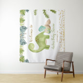 Dinosaur Baby shower Sign Tapestry Wandkleed (In situ)