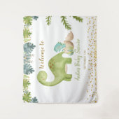 Dinosaur Baby shower Sign Tapestry Wandkleed (Voorkant)
