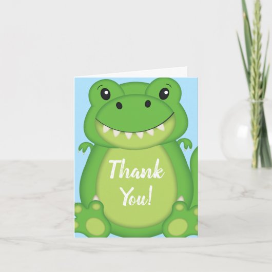 Dinosaur Baby shower T-Rex Bedankkaart (Voorkant)