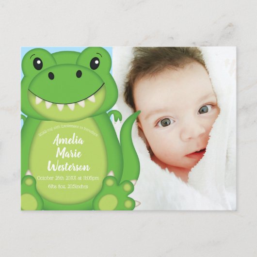 Dinosaur Baby shower T-Rex Briefkaart (Voorkant)