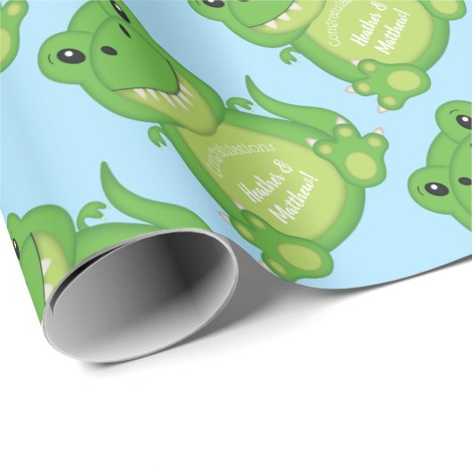 Dinosaur Baby shower T-Rex Cadeaupapier (Rol Hoek)