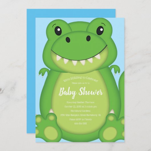 Dinosaur Baby shower T-Rex Kaart (Voorkant / Achterkant)