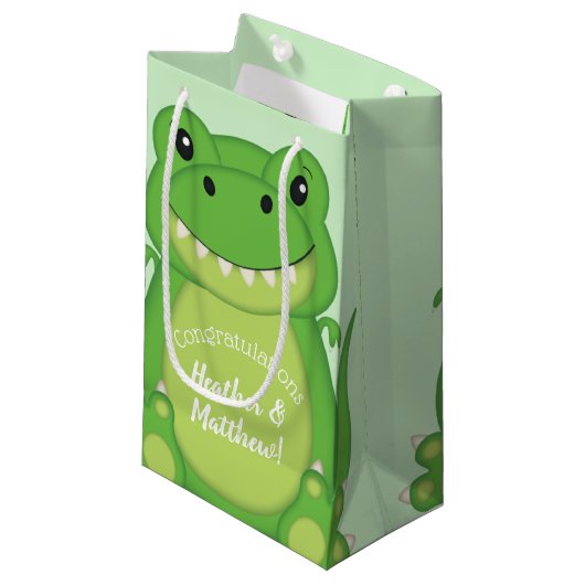 Dinosaur Baby shower T-Rex Klein Cadeauzakje (Voorkant Gekanteld)